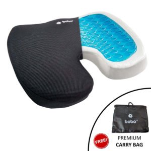 BOBO Gel Enhanced Memory Foam Seat Cushion - Orthopedic Coccyx (Tailbone) Cushion for Back Pain Relief - Sciatica Pillow for Office Chair, Car Seat & Travel