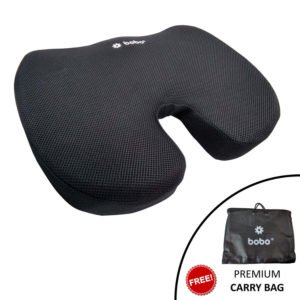 BOBO Premium Comfort Memory Foam Seat Cushion - Orthopedic Coccyx (Tailbone) Cushion for Back Pain Relief - Sciatica Pillow for Office Chair, Car Seat & Travel